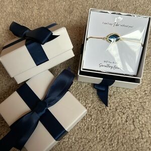 3 Blue Bridesmaid Bracelets New in Gift Boxes